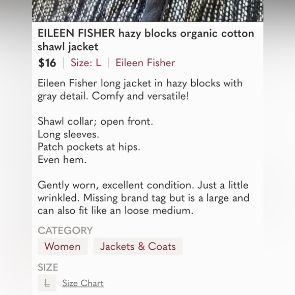 EILEEN FISHER hazy blocks organic cotton shawl jacket Great Autumn Weather - Picture 10 of 10